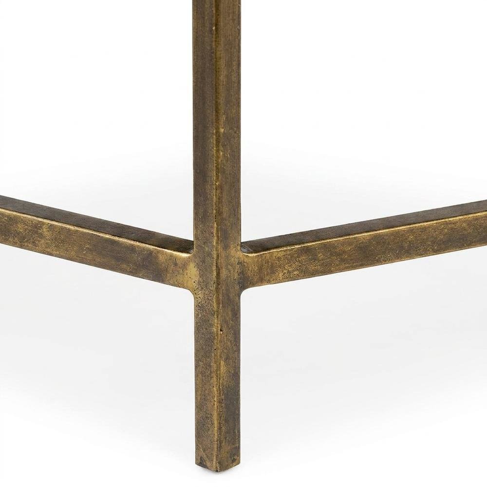 Mango Wood and Iron Round Cocktail Table with Metal Base for Living Room, Gold