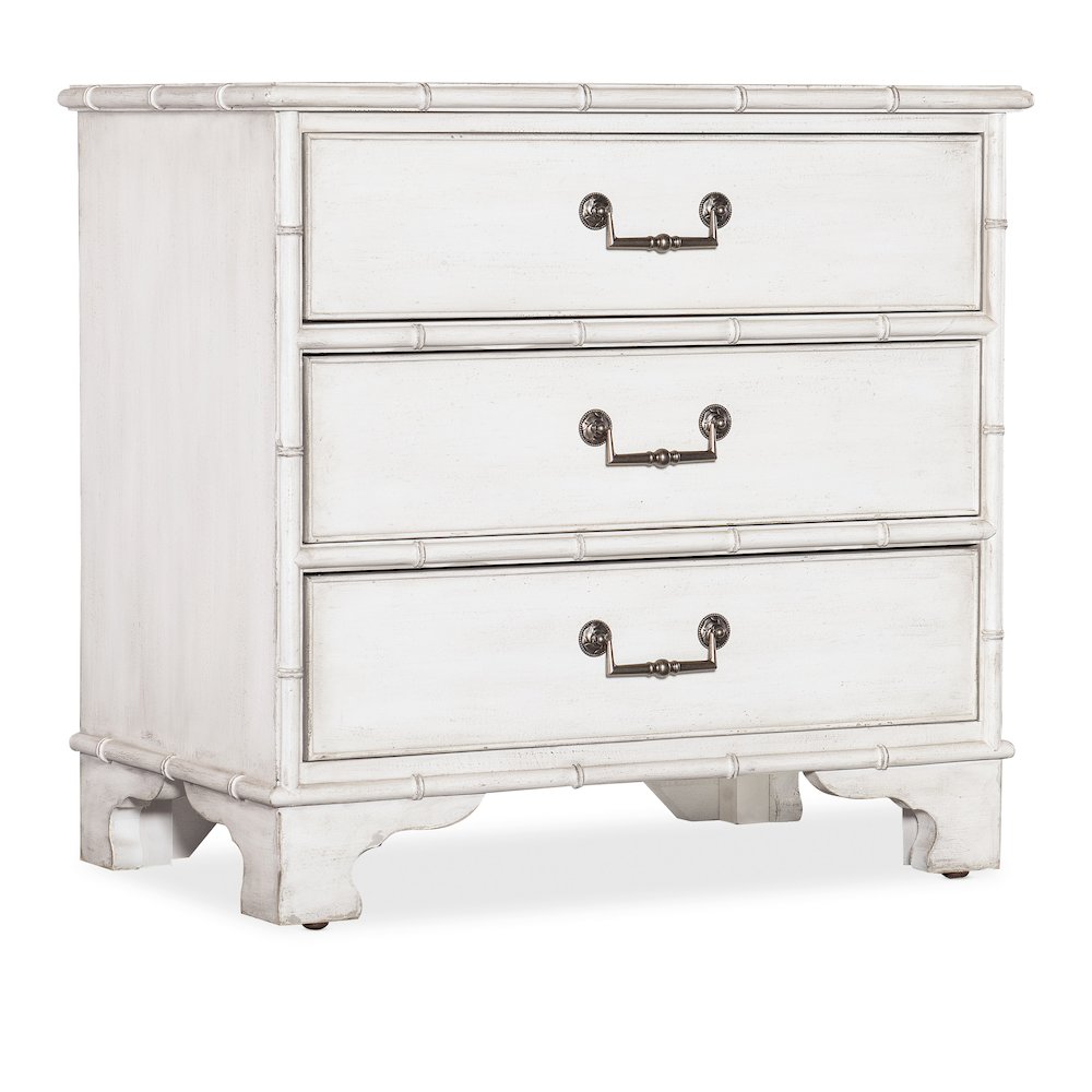 Charleston Three-Drawer Wood Nightstand in White by Hooker Furniture