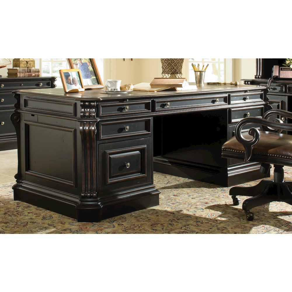 Telluride 76'' Executive Desk withWood Panels