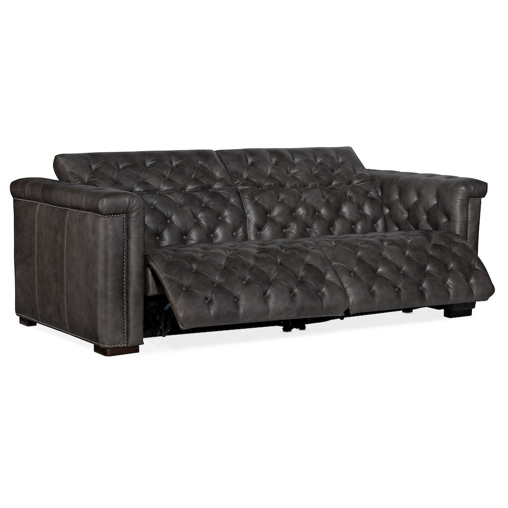 Savion 2 over 2 Sofa with Power Recline & Power Headrest in Gray Leather