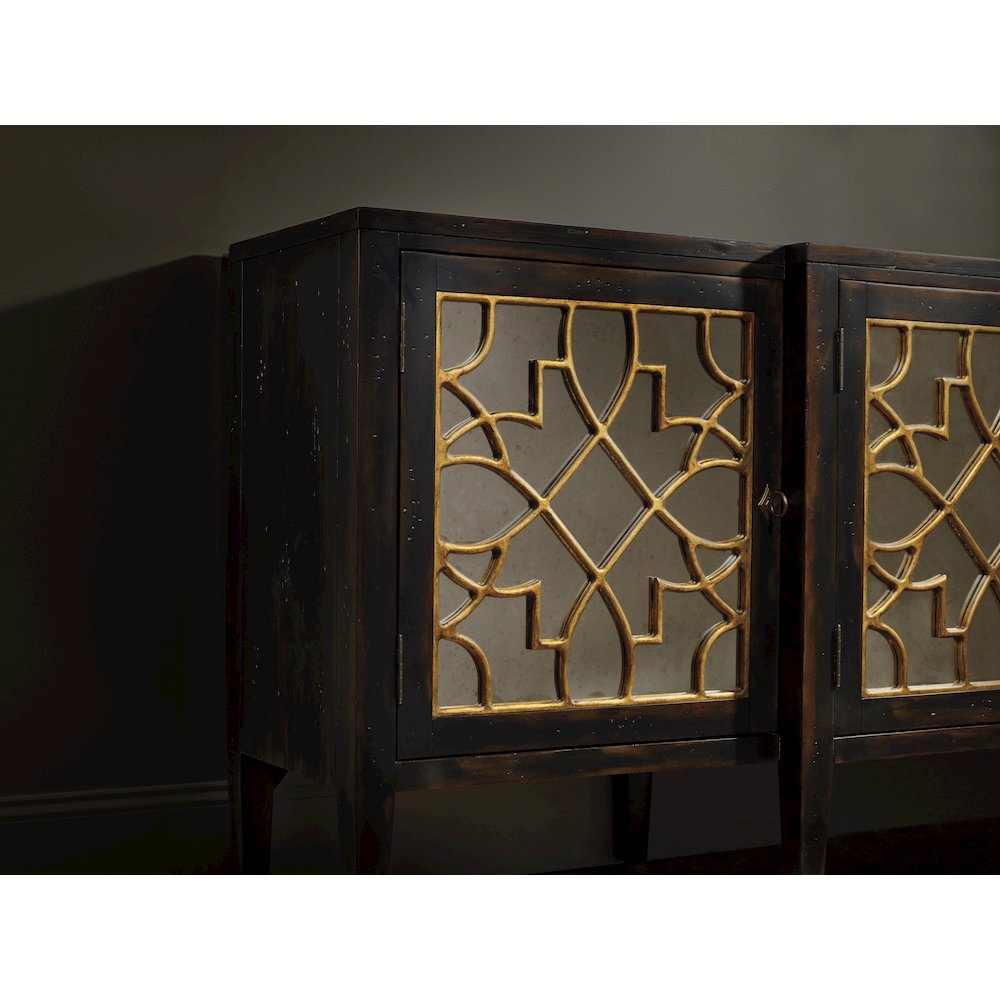 Sanctuary Four Door Mirrored Console- Ebony