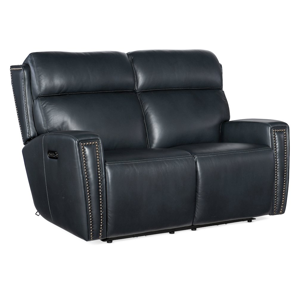Ruthe Zero Gravity Power Recline Loveseat with Power Headrest in Blue Leather