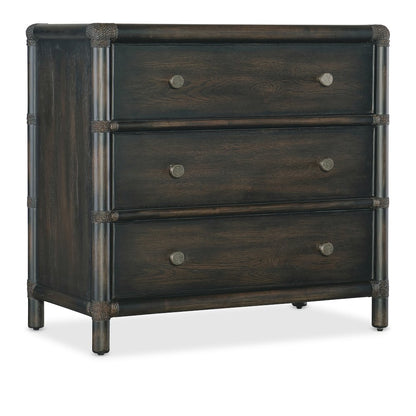 Retreat Wood Pole Rattan Nightstand in Black by Hooker Furniture