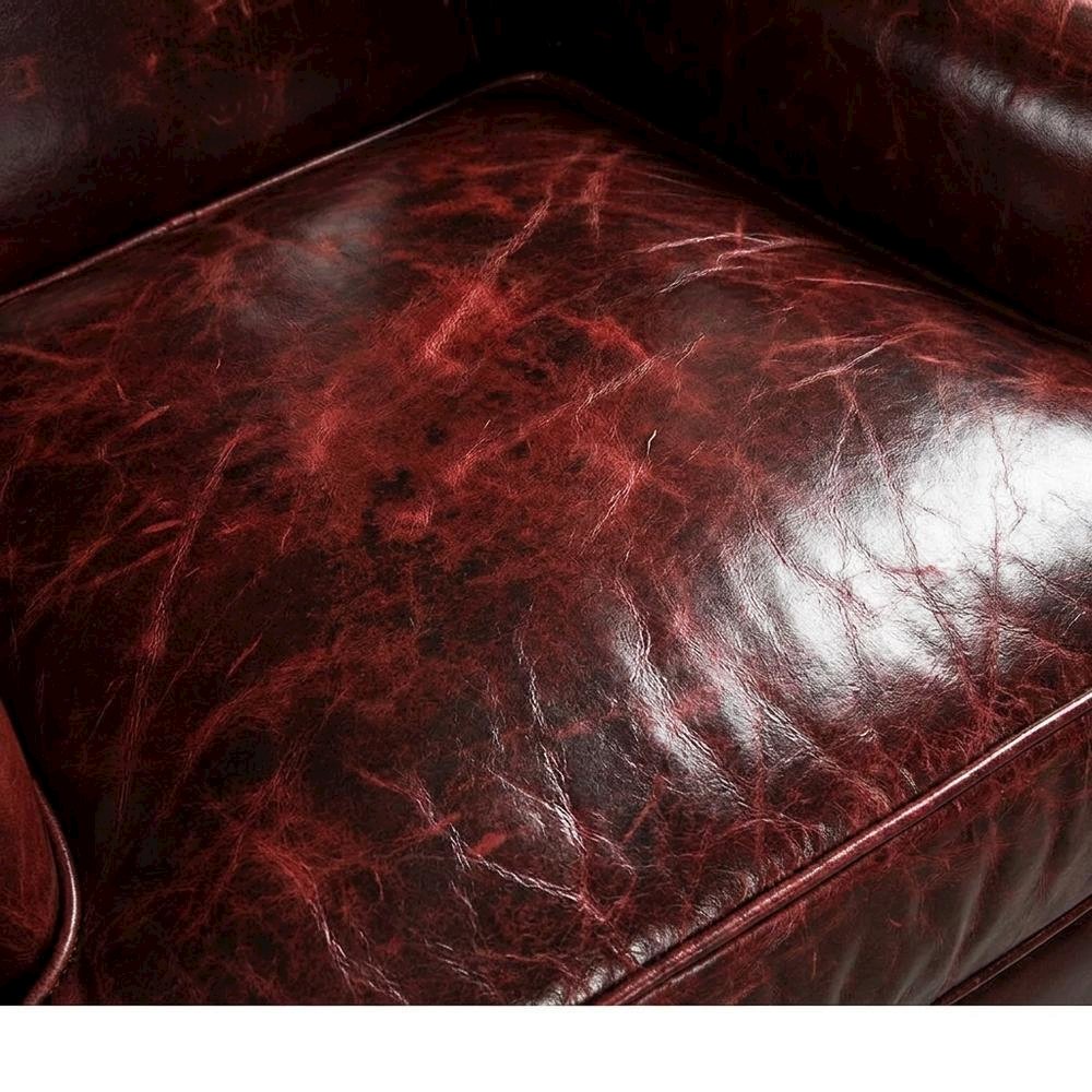 Blakeley Leather Club Chair with Fixed Arms for Living Room, Red