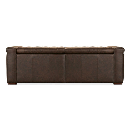 Savion Deux Brown Leather Sofa with Power Recliners and Power Headrests
