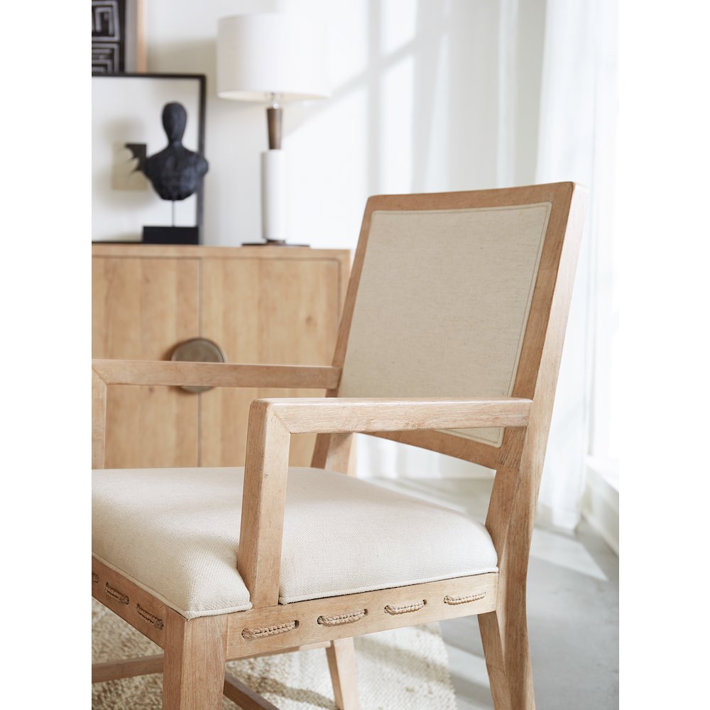 Retreat Cane Back Fabric Upholstered Arm Chair in Beige by Hooker Furniture