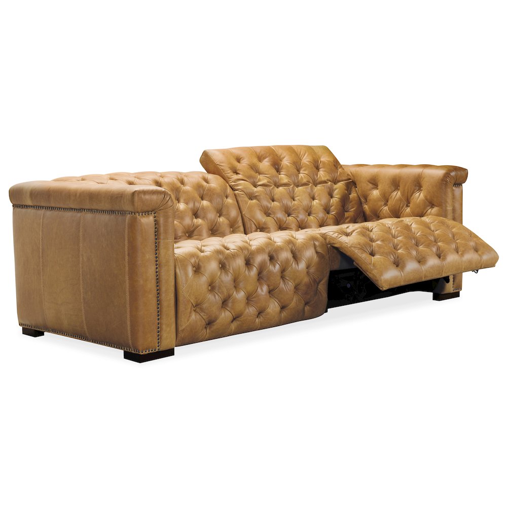 Savion Power Sofa w/ Power Headrest in Tan Leather by Hooker Furniture