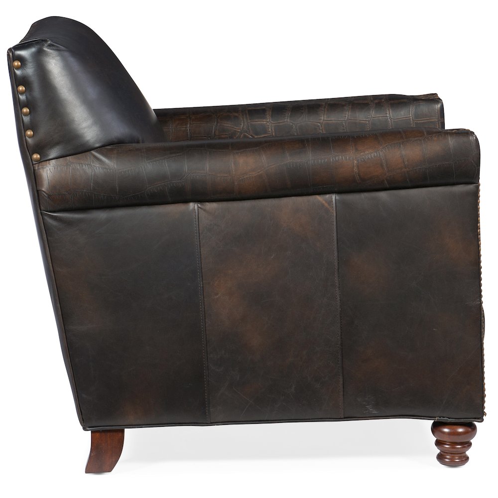 Hooker Furniture Seven Seas Leather Upholstered Club Chair in Old Saddle Brown