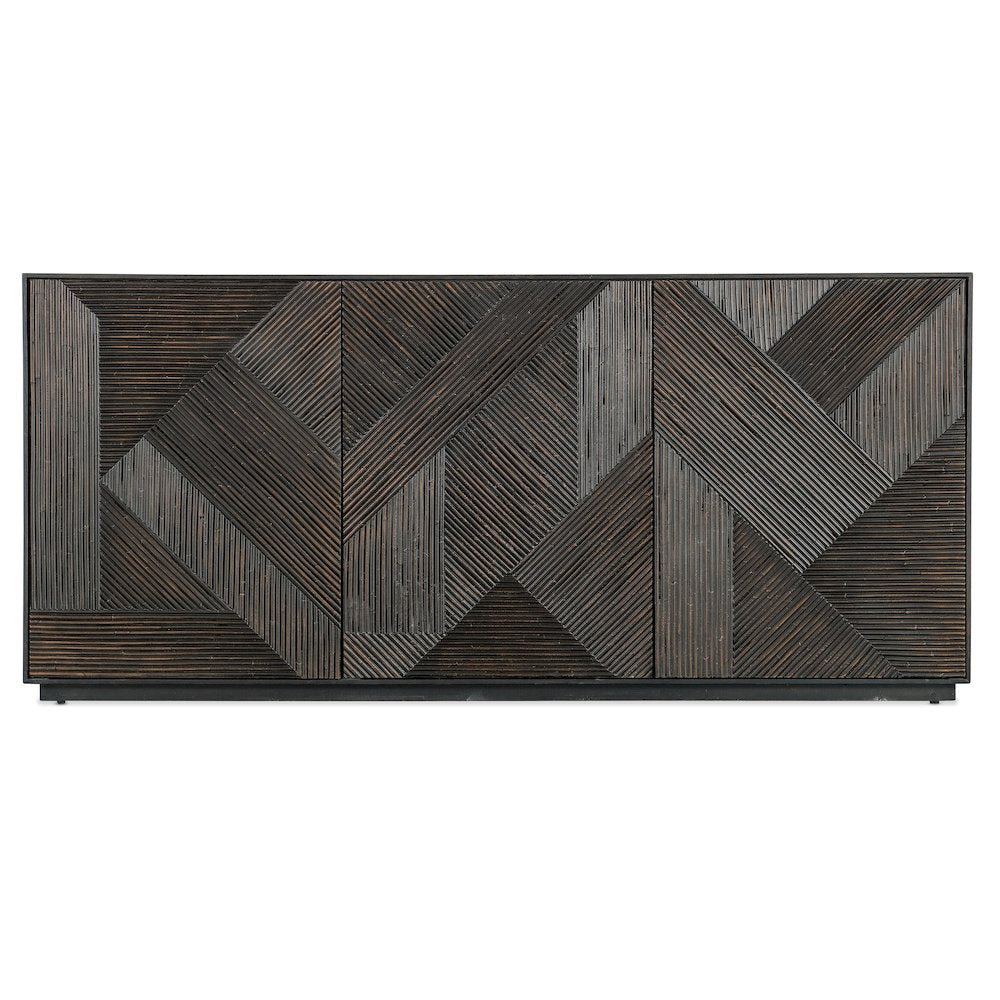 Retreat Geomtric Wood Door Entertainment Credenza in Black by Hooker Furniture