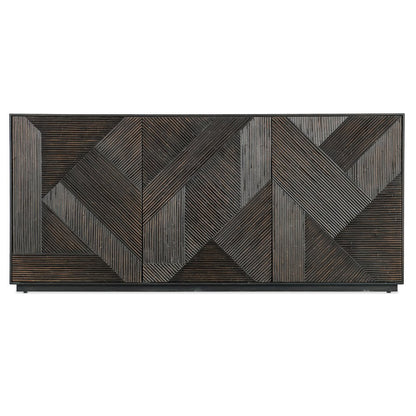 Retreat Geomtric Wood Door Entertainment Credenza in Black by Hooker Furniture