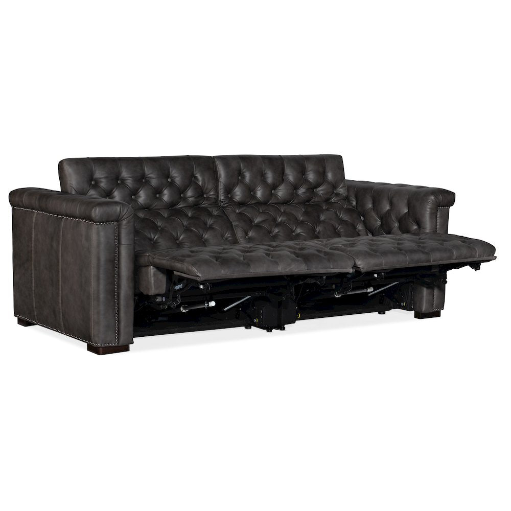Savion 2 over 2 Sofa with Power Recline & Power Headrest in Gray Leather