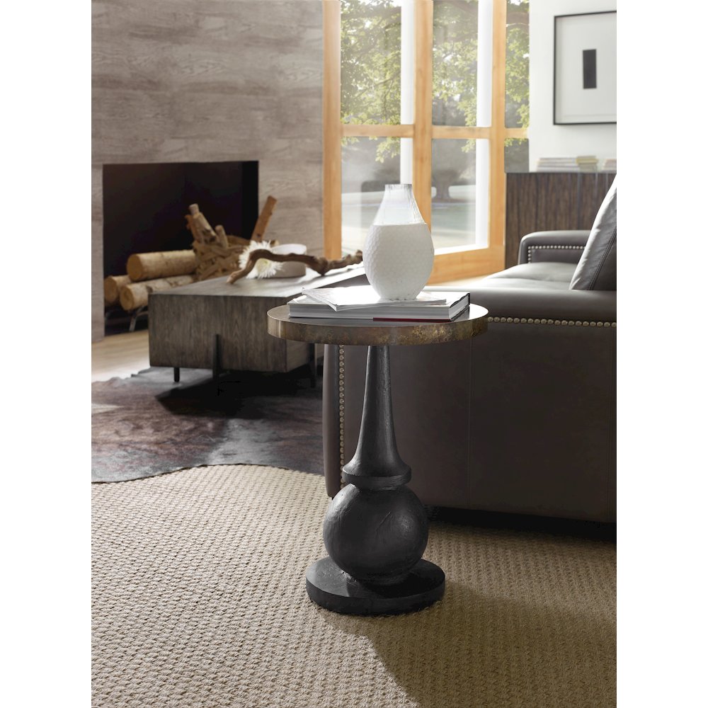 Hooker Furniture Curata Accent End Table in Black and Washed Brass