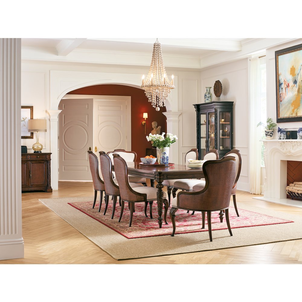 Hooker Furniture Charleston Fabric Upholstered Arm Chair in Cherry Brown
