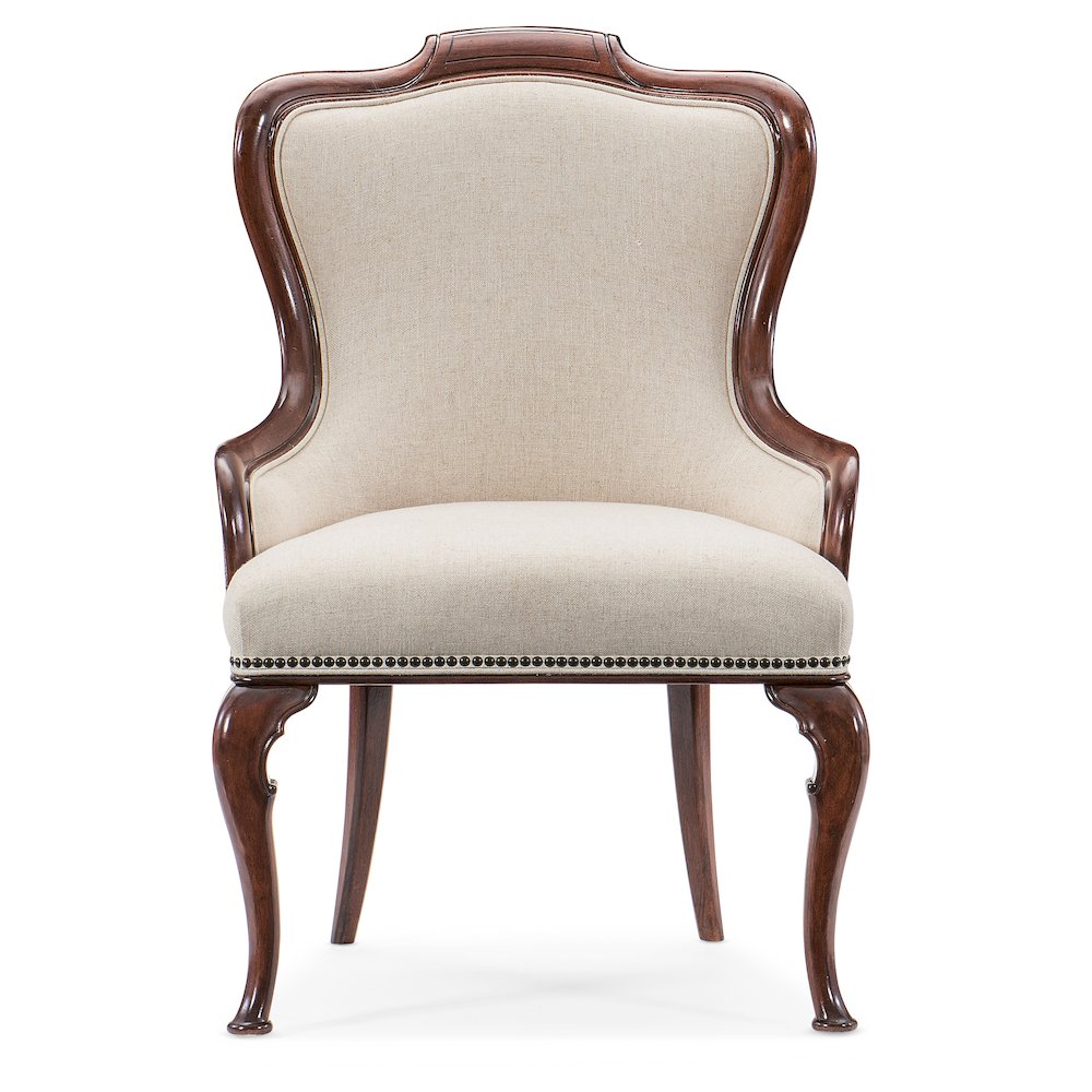 Hooker Furniture Charleston Fabric Upholstered Arm Chair in Cherry Brown