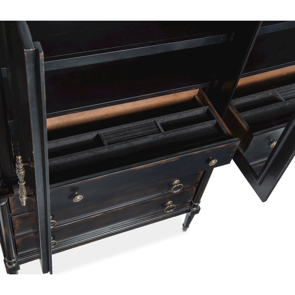 Hooker Furniture Charleston Wood Jewelry Armoire in Black Cherry