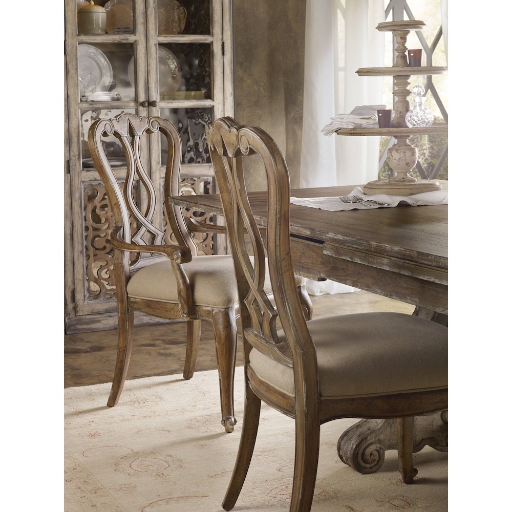 Hooker Furniture Chatelet Splatback Dining Arm Chair in Caramel Froth