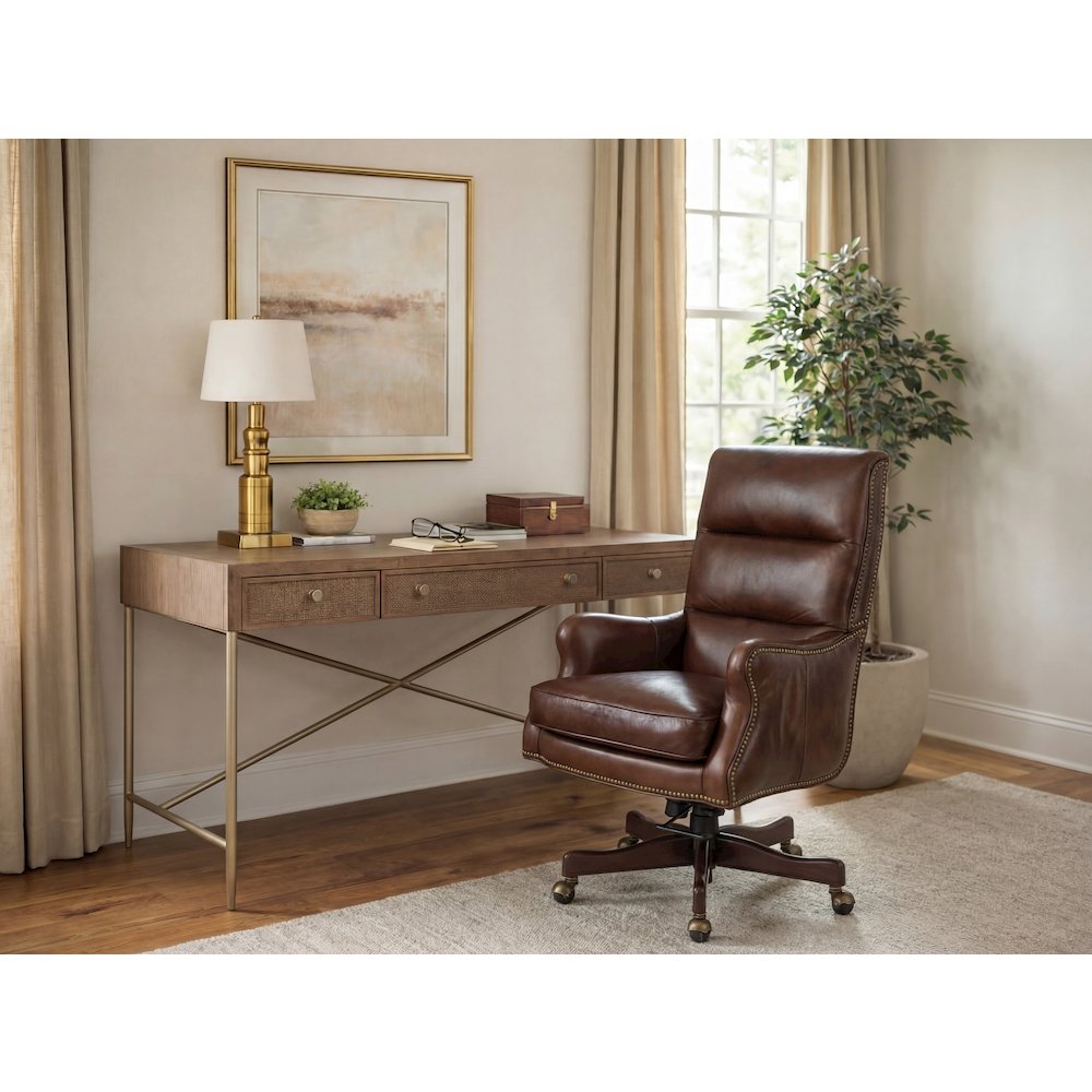 Seven Seas Executive Office Chair in Halona Native Mahogany Leather by Hooker