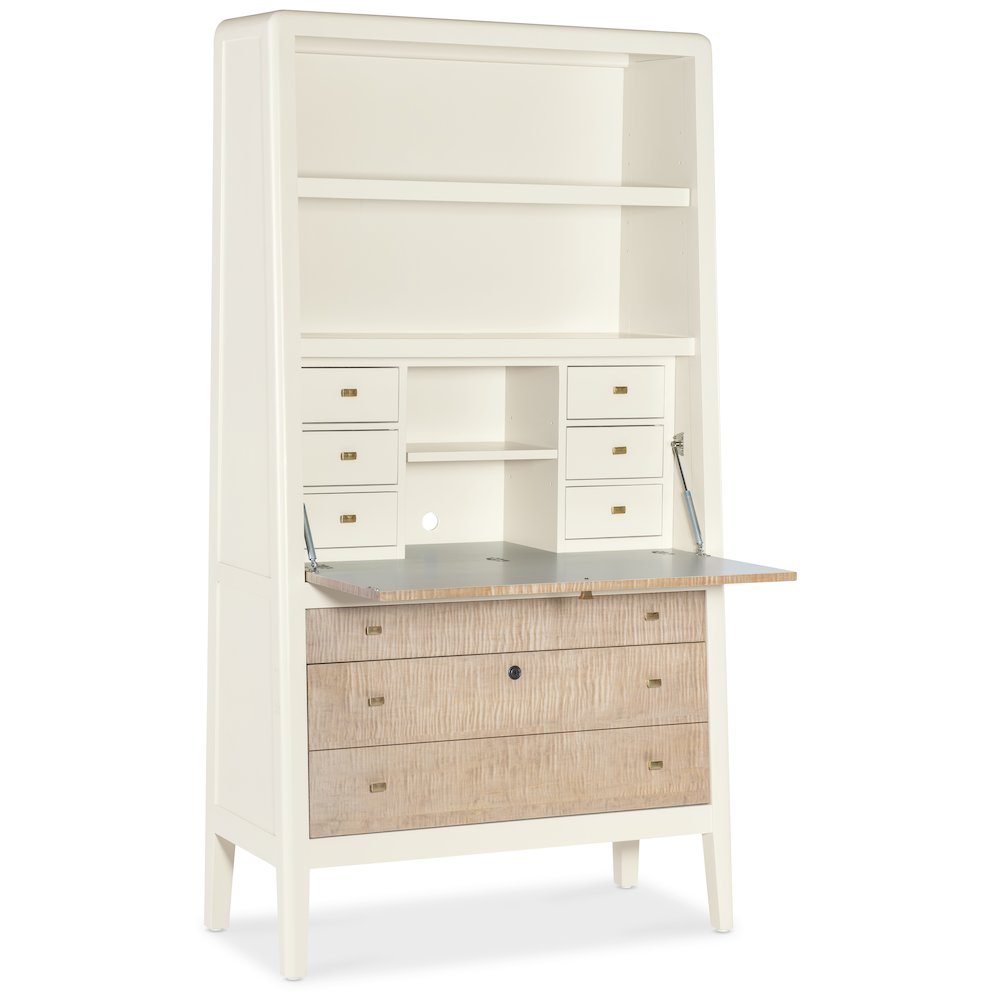 Hera Secretary Desk Hub with Storage in Cream Colored Wood by Hooker Furnishings