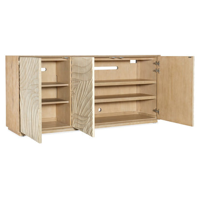 Retreat Carved Wood Motif Entertainment Credenza in Beige by Hooker Furniture