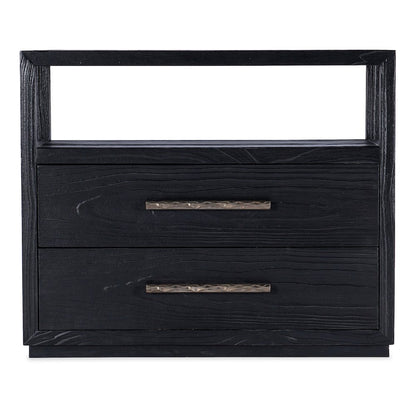 Linville Falls Shou Sugi Ban Two Drawer Wood Nightstand in Black by Hooker