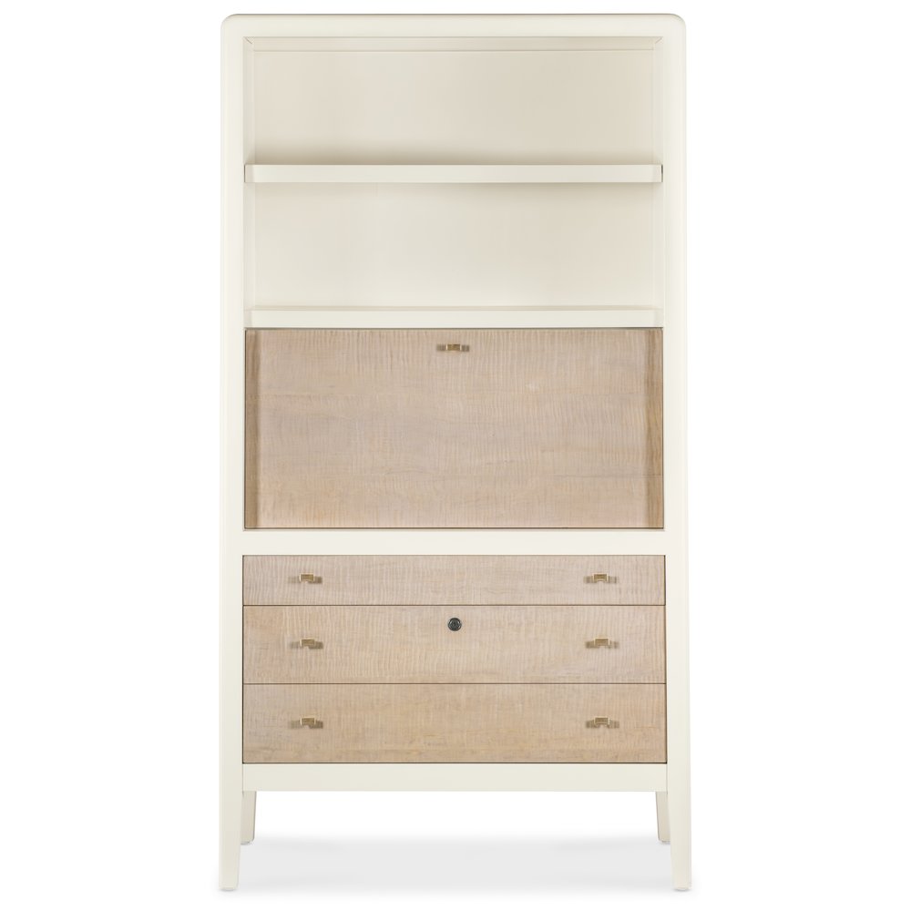 Hera Secretary Desk Hub with Storage in Cream Colored Wood by Hooker Furnishings