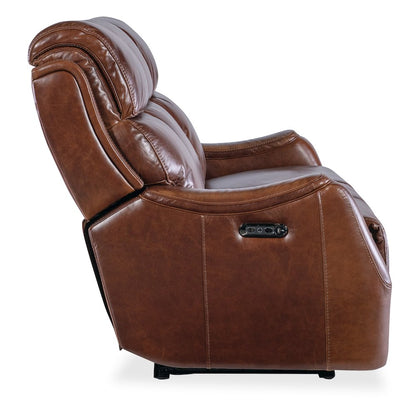 Harlan Zero Gravity Leather Power Sofa in Brown by Hooker Furniture