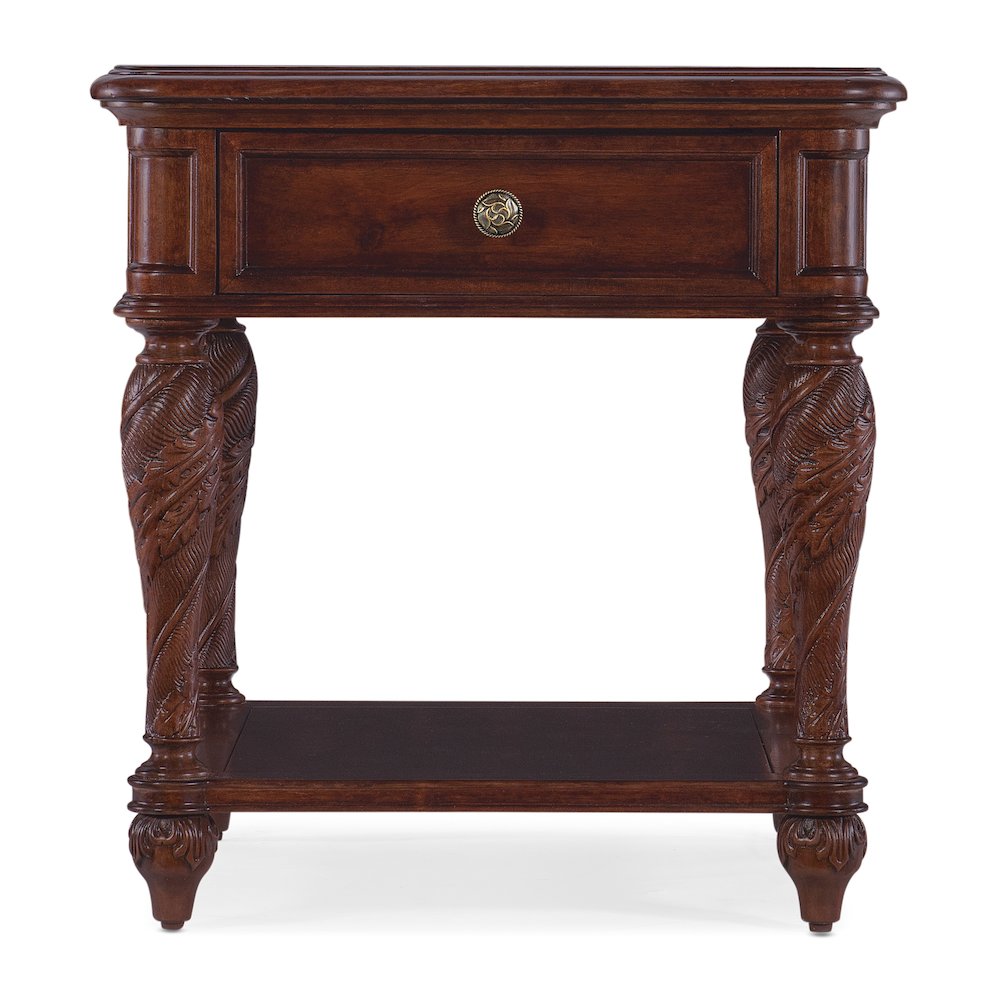 Hooker Furniture Charleston 1-Drawer Traditional Wood End Table in Cherry Brown