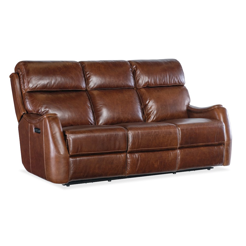 Harlan Zero Gravity Leather Power Sofa in Brown by Hooker Furniture