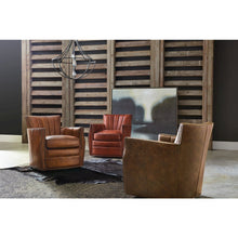 Hooker Furniture Carson Leather Swivel Club Chair in Spice Brown