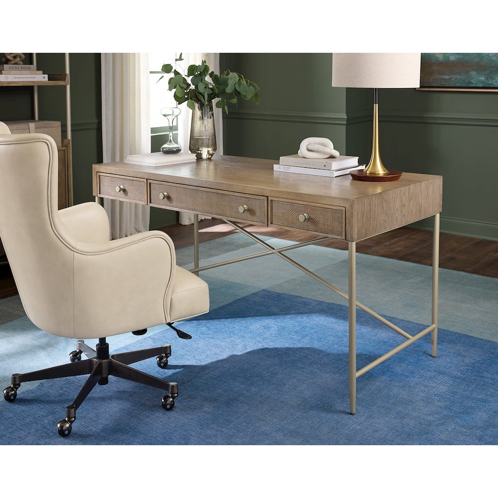 Lazzaro Executive Tilt Leather Swivel Chair in Beige by Hooker Furniture