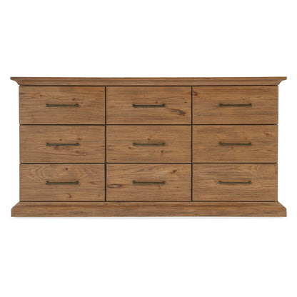Hooker Furniture Big Sky Veneers and Solid Wood Nine Drawer Dresser in Brown