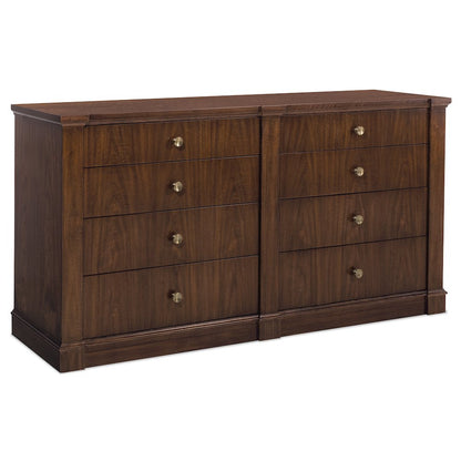 Archives Eight-Drawer Dresser in Dark Natural Wood Finish by Hooker