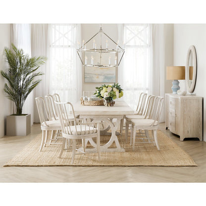 Serenity Topsail Rectangle Dining Table with 2-18in Leaves in White Wood