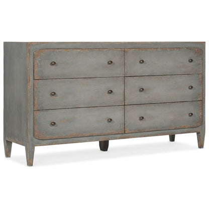 Ciao Bella Six-Drawer Wood Dresser in Speckled Gray by Hooker Furniture