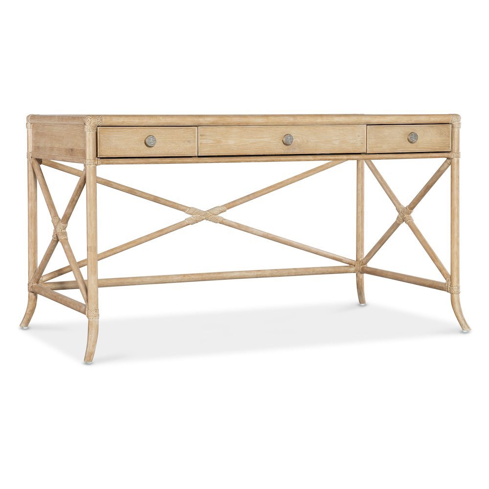 Retreat Pole Rattan Wood Writing Desk in Beige by Hooker Furniture
