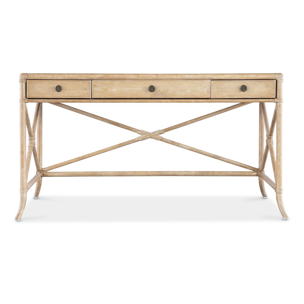 Retreat Pole Rattan Wood Writing Desk in Beige by Hooker Furniture