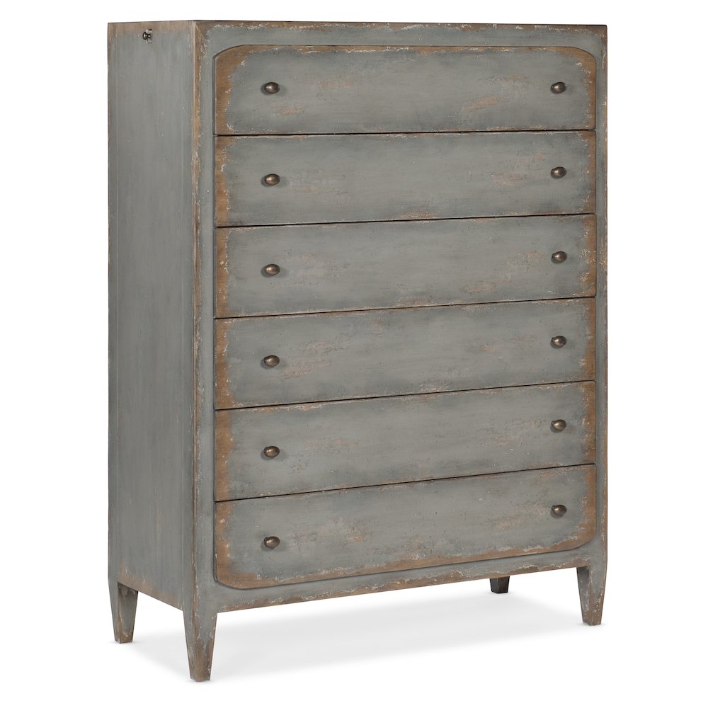 Ciao Bella Wooden Tall Six-Drawer Chest of Drawers, Time Worn Gray