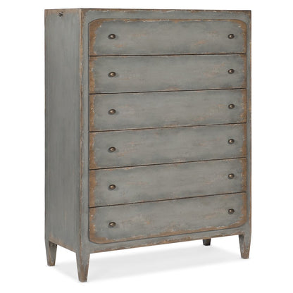 Ciao Bella Wooden Tall Six-Drawer Chest of Drawers, Time Worn Gray