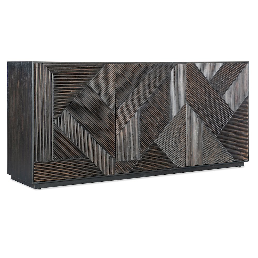 Retreat Geomtric Wood Door Entertainment Credenza in Black by Hooker Furniture