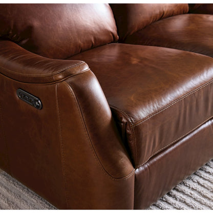 Harlan Zero Gravity Leather Power Sofa in Brown by Hooker Furniture