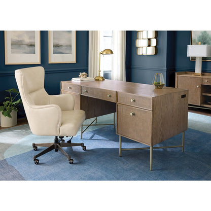 Lazzaro Executive Tilt Leather Swivel Chair in Beige by Hooker Furniture