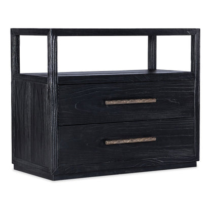 Linville Falls Shou Sugi Ban Two Drawer Wood Nightstand in Black by Hooker