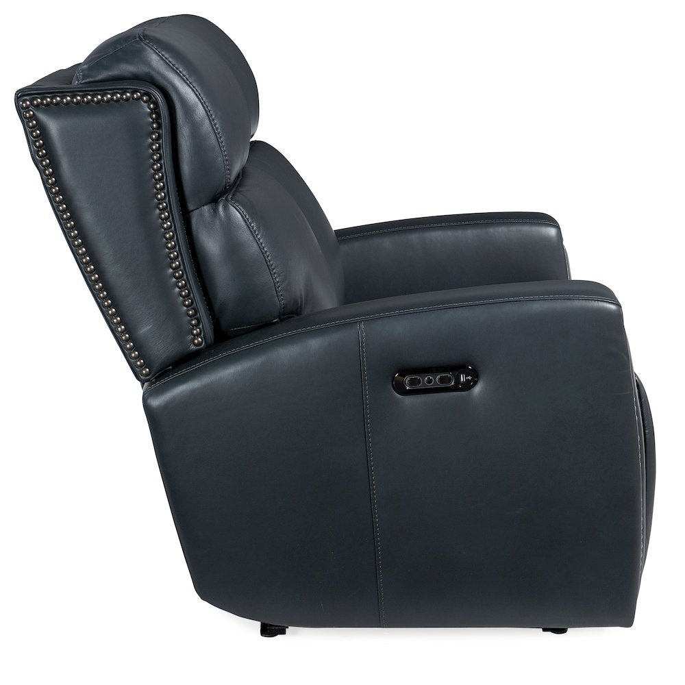 Ruthe Zero Gravity Power Recline Loveseat with Power Headrest in Blue Leather