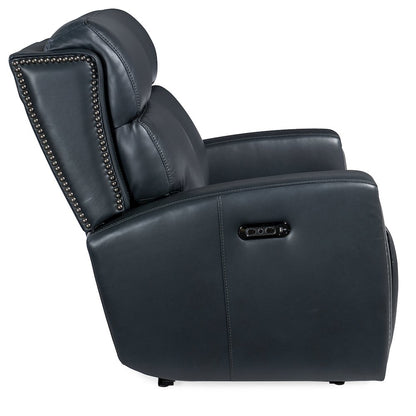 Ruthe Zero Gravity Power Recline Loveseat with Power Headrest in Blue Leather