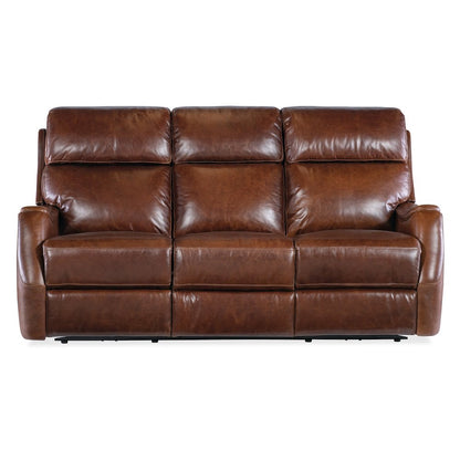 Harlan Zero Gravity Leather Power Sofa in Brown by Hooker Furniture