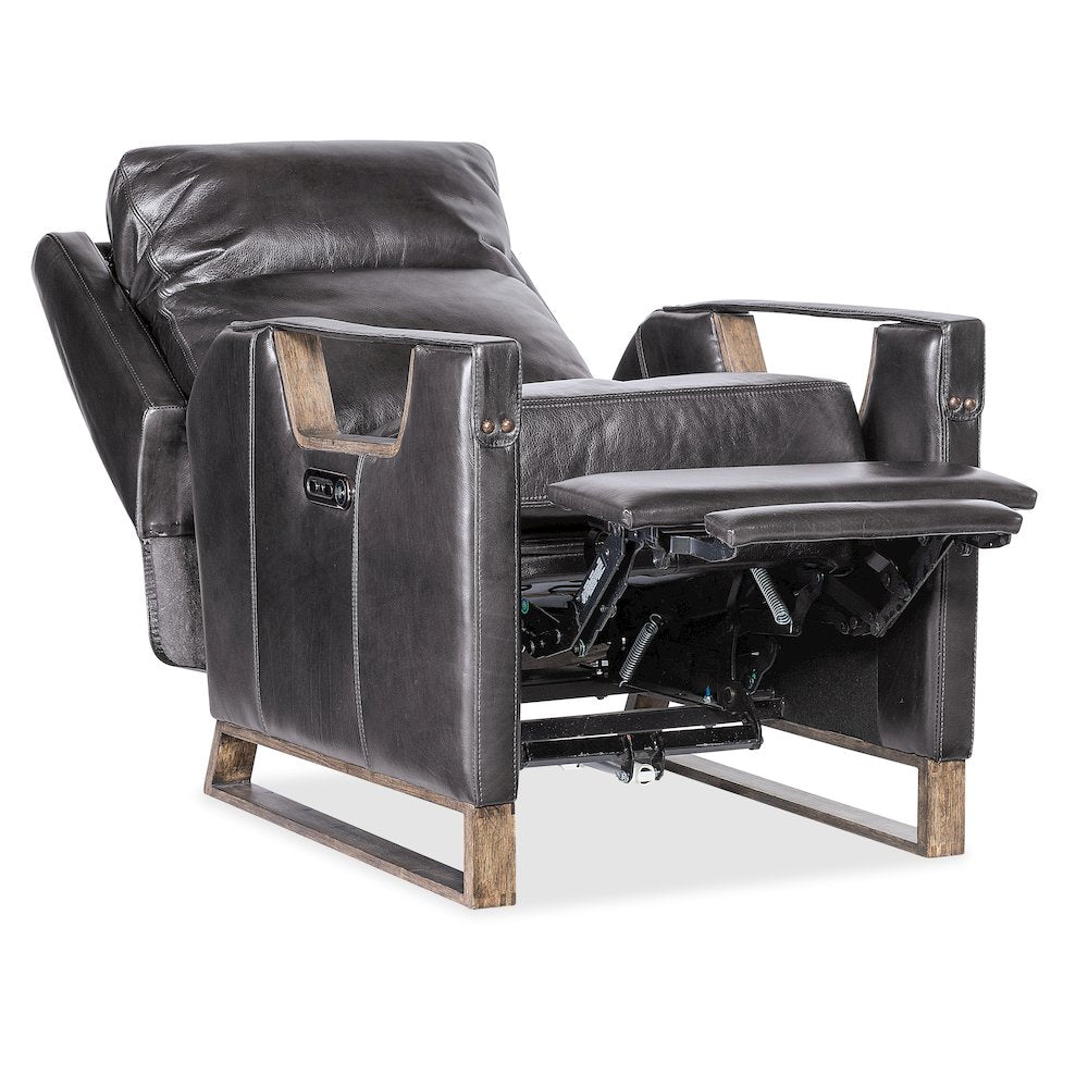 Relic Power Recliner w/Power Headrest in Black Leather by Hooker Furnishings