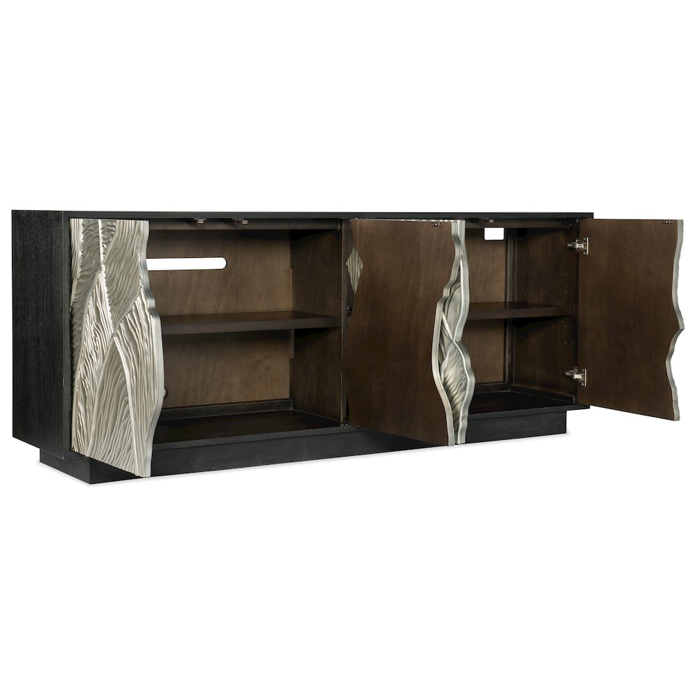 Melange Summit Gorge Wood Entertainment Console in Black by Hooker Furniture