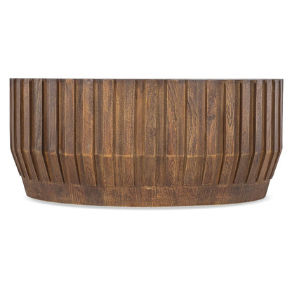 Commerce & Market Gears Round Cocktail Table in Medium Brown Wood by Hooker