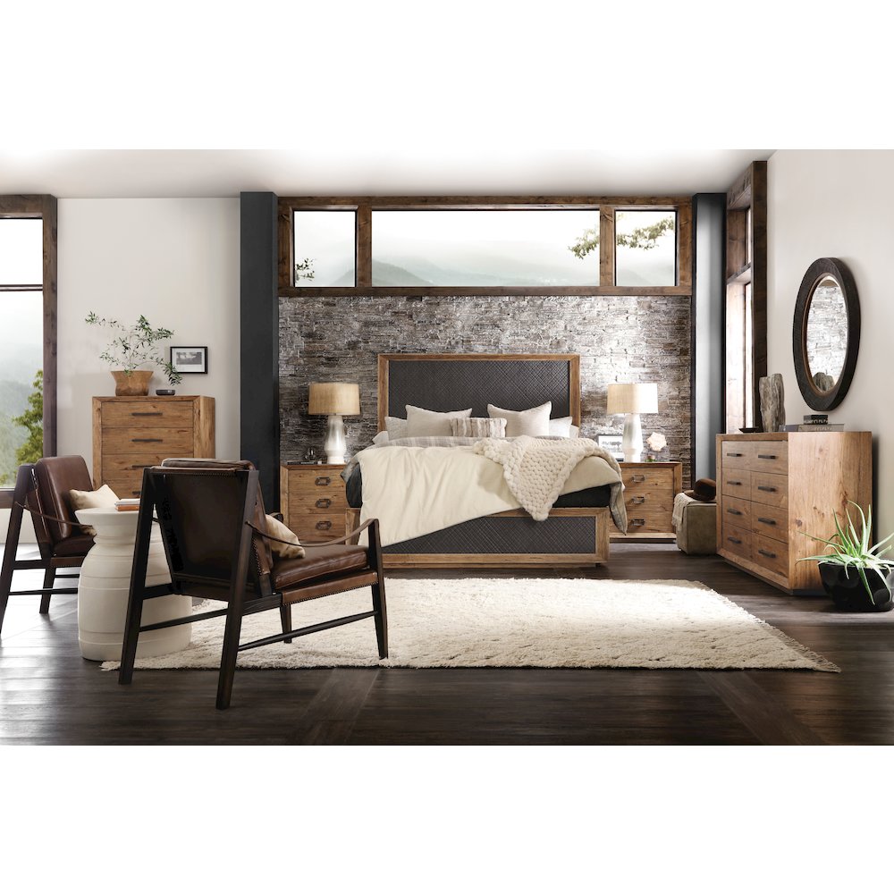 Hooker Furniture Big Sky Veneers and Solid Wood Three Drawer Nightstand in Brown