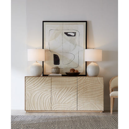 Retreat Carved Wood Motif Entertainment Credenza in Beige by Hooker Furniture